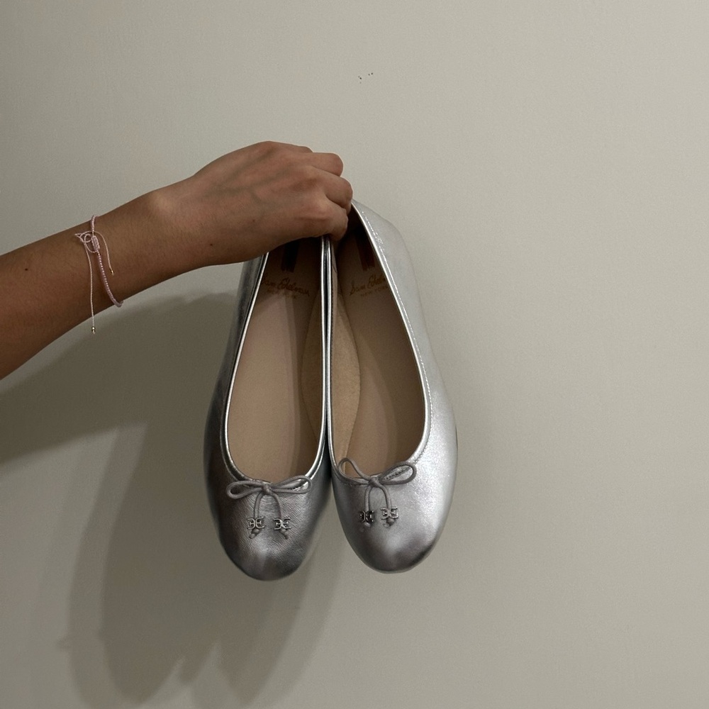 Silver Ballet Flats